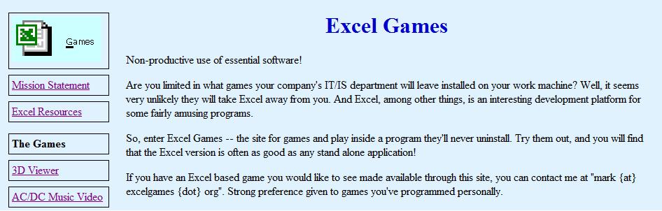 Excel Games